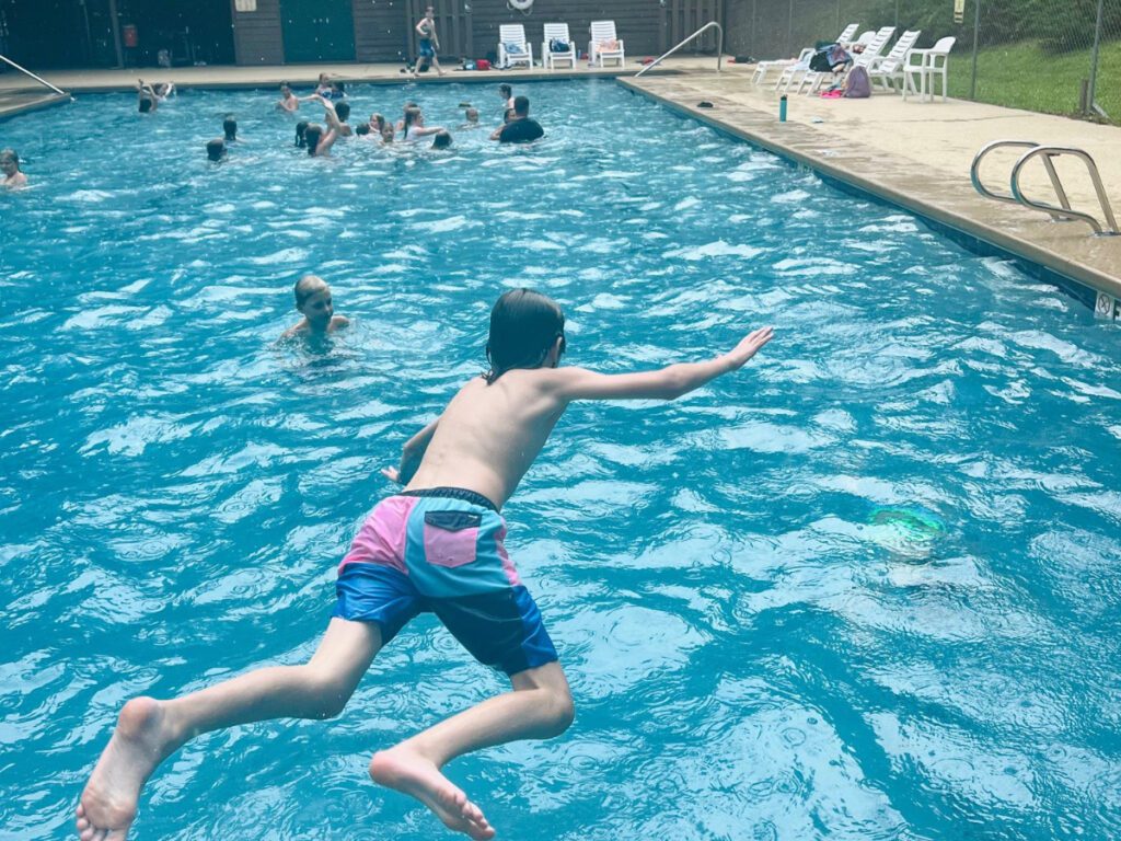 campers having fun in the pool