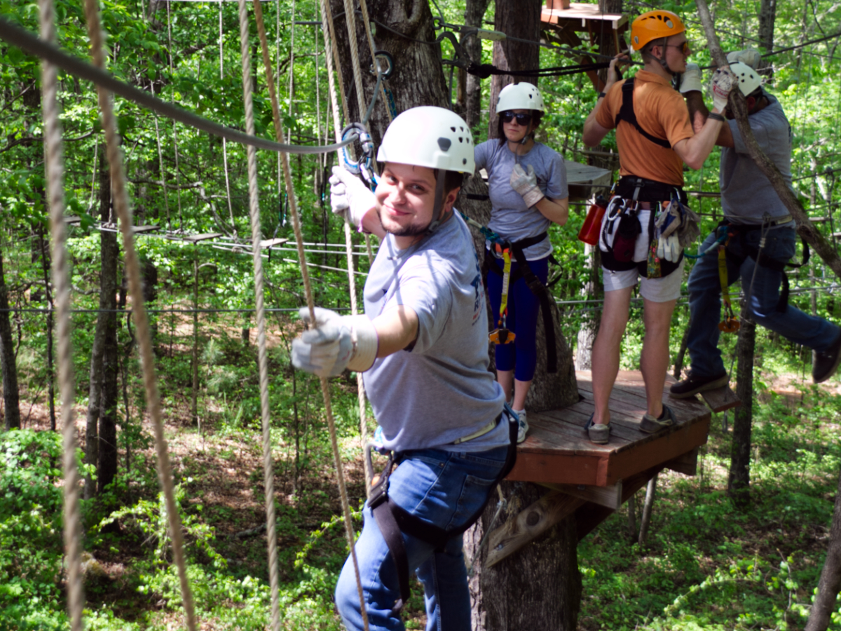 Team Building Tier 2 Wire team building on the crazy squirrel course
