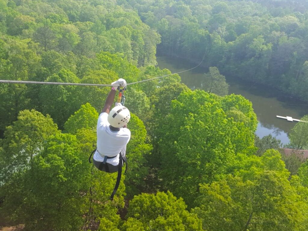 Zip line on Screamer over the lake