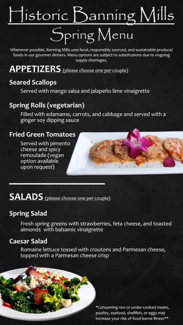 Gourmet Dinner Spring Menu Appetizers and Salads