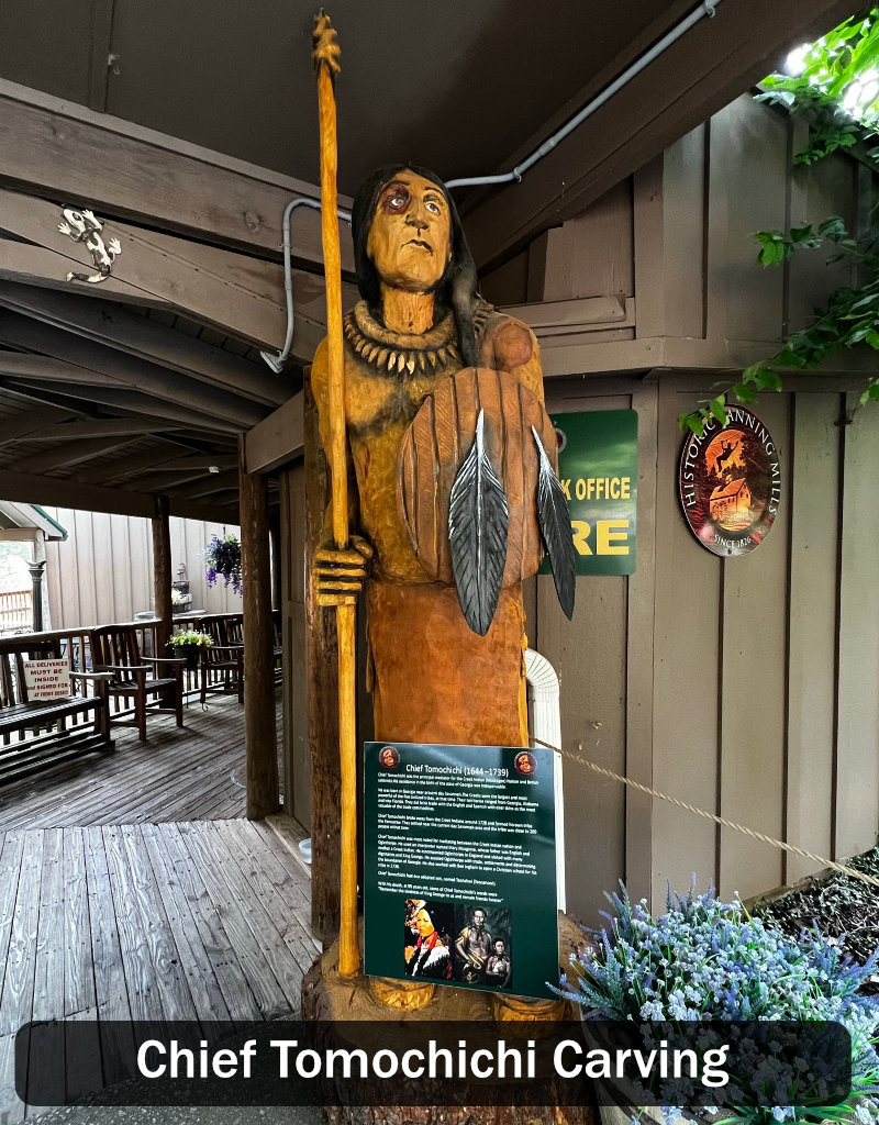Carving of Chief Tomochichi at Historic Banning Mills