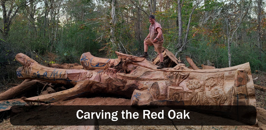 carving the red oak at Historic Banning Mills