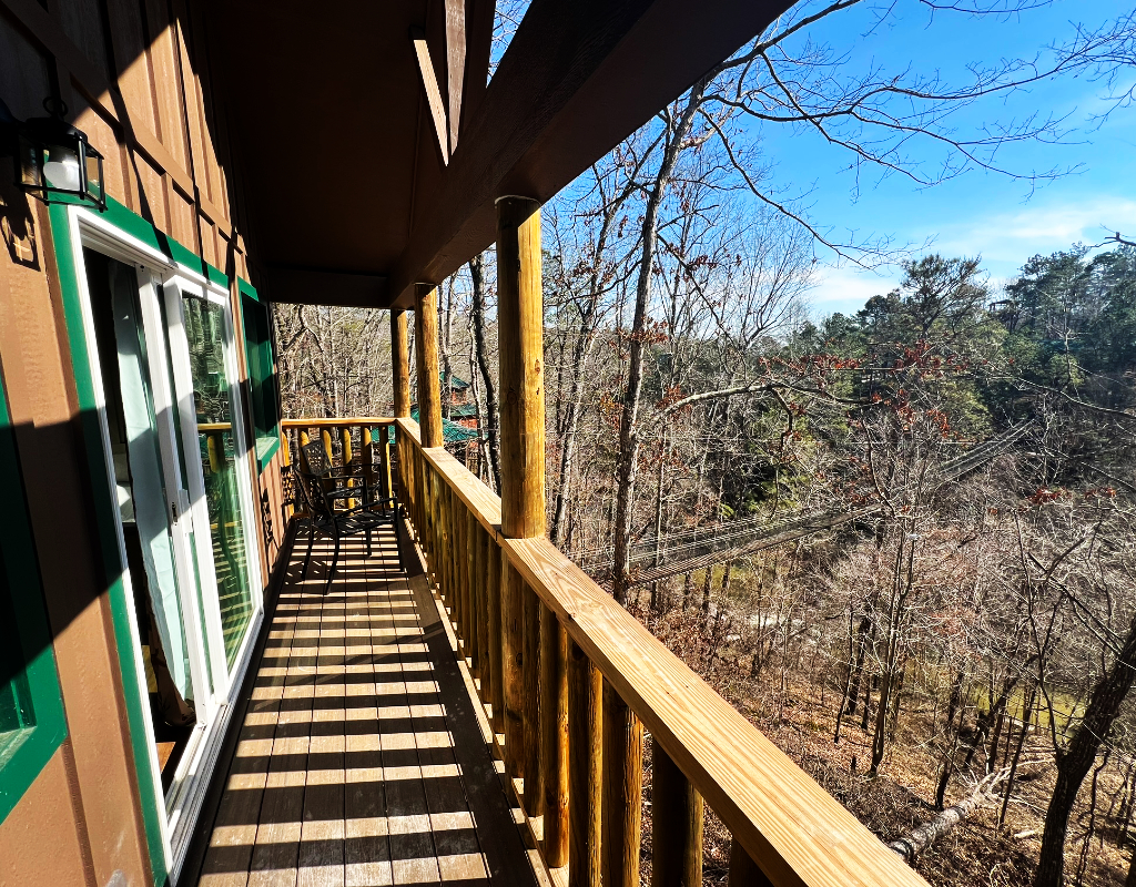view from a luxury glamping treehouse in georgia