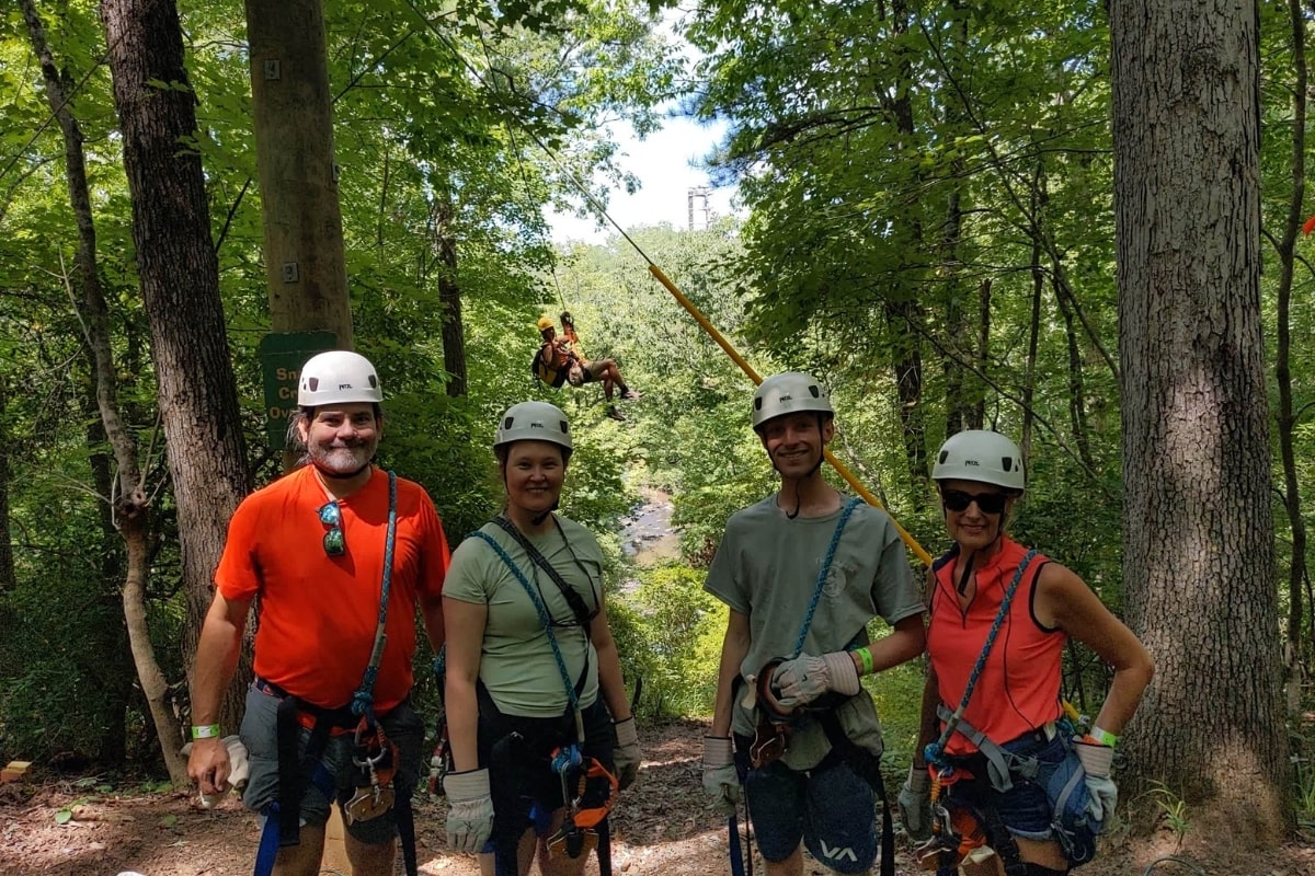 group on level 3 swoop on zipline canopy tours