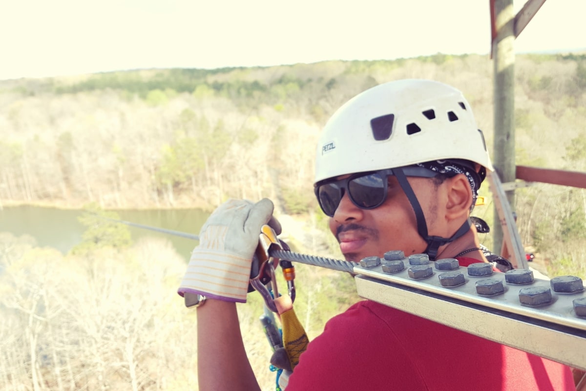 Zip lining two springs in the winter