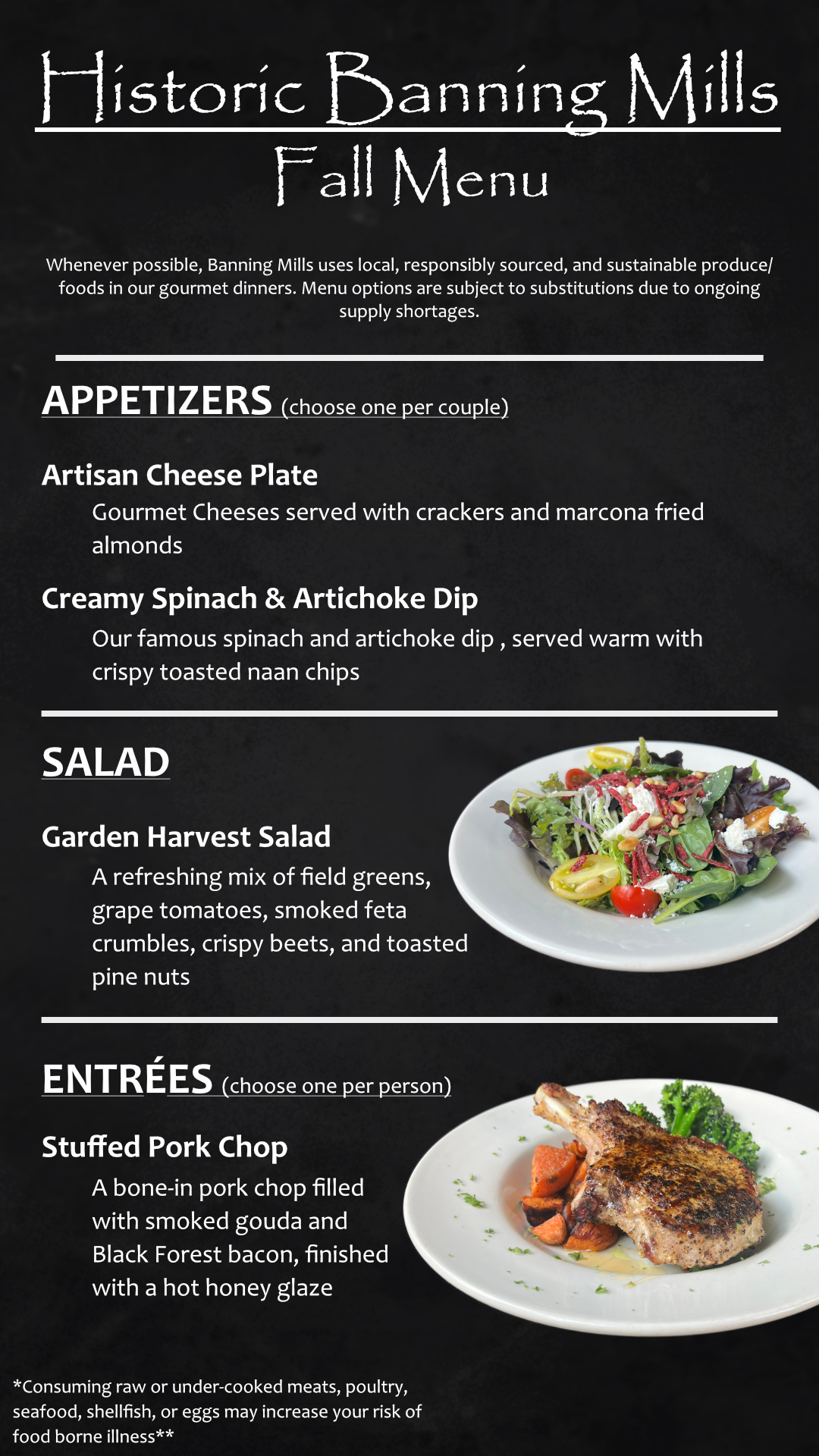 Banning Mills Fall Menu 2025 pg 1